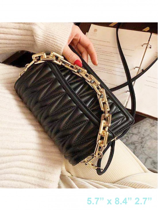 Premium Faux Leather Fashion Crossbody W/ Chain